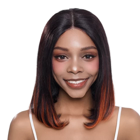 1B/350 Ginger Orange Ombre Short Bob Lace Front Human Hair Wig Straight Lace Closure Wigs